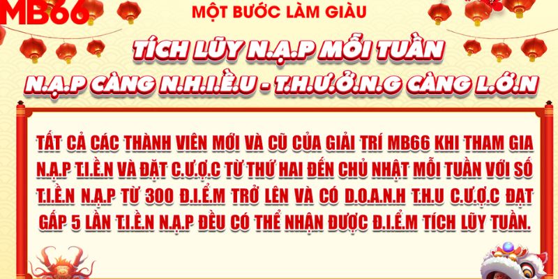 Thông tin và nội dung khuyến mãi Tích lũy nạp hằng tuần