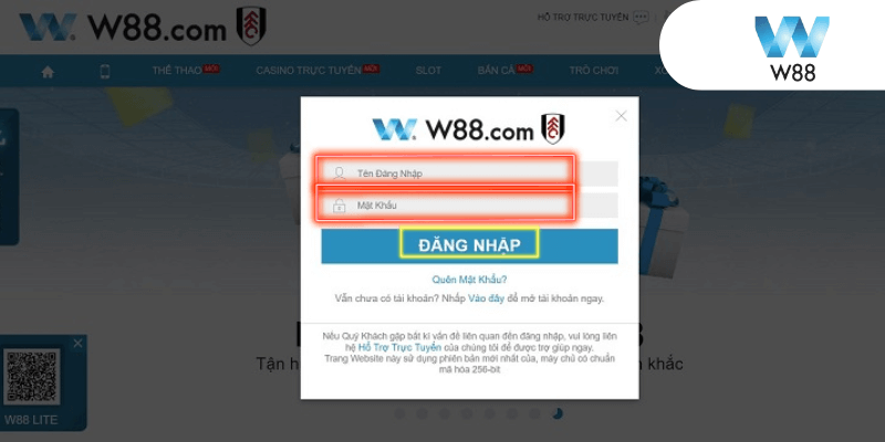 Các bước đăng nhập W88 dành cho các tân bet thủ